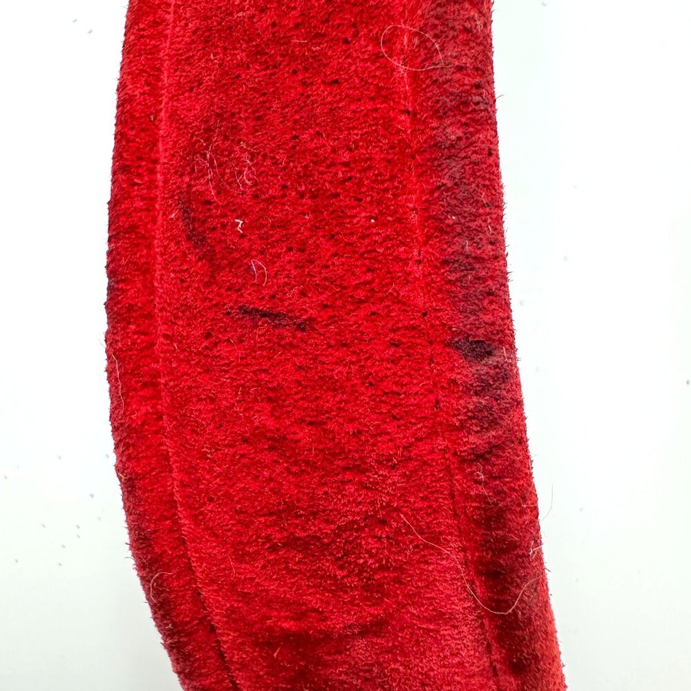 Vintage Carlistle Red Suede Belt Gold-Toned Buckle - Picture 6 of 10